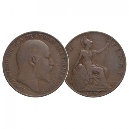 1908 * 1 Penny Gran Bretagna "Edoardo VII - Britannia Seduta" (KM 794.2) MB+