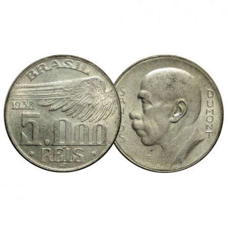 1938 * 5000 Reis Argento Brasile "Alberto Santos-Dumont" (KM 543) FDC