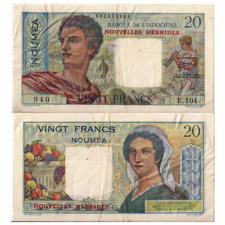 ND (1941-45) * Banconota Nuove Ebridi 20 Francs "Nouméa" (p8a) BB