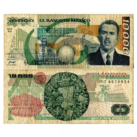 1989 * Banconota Messico 10.000 Pesos "President Cárdenas" (p90c) MB