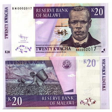 2009 * Banconota Malawi 20 Kwacha "J Chilembwe" (p52e) FDS