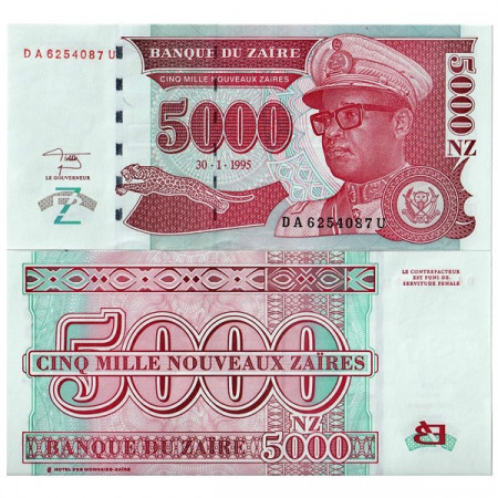 1995 * Banconota Zaire 5000 Nouveaux Zaires "Mobutu Sese Seko - HDMZ" (p69) FDS