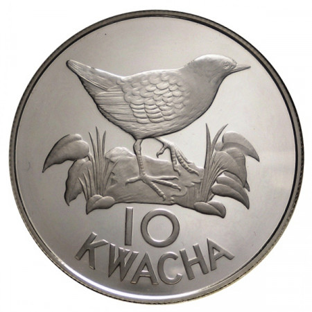 1986 * 10 Kwacha Argento Zambia "25° Fondazione WWF" (KM 25) PROOF