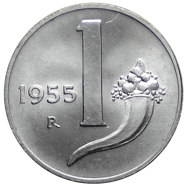 1955 * 1 Lira Italia Repubblica "Cornucopia" FDC - Mynumi