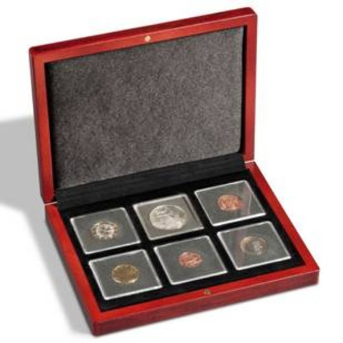 Boîte à Monnaie Leuchtturm Volterra - Écrin En Acajou Pour 1 Pièce Jusqu'à 41 Mm - Protection Et Présentation Pour Collectionneurs - 4