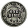 1907 (P) * 10 Cents (Dime) Dollaro Stati Uniti "Barber Dime" qBB