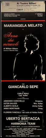 1989 * Poster Theater Original "Anna dei Miracoli, Mariangela Melato - Teatro Alfieri" Italy (B)