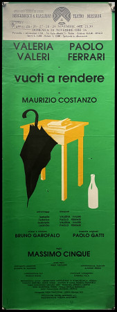 1960ca * Poster Theater Original "Vuoti a Rendere - Maurizio Costanzo, Valeria Valeri" Italy (B)