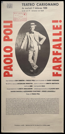 1988 * Poster Theater Original "Farfalle! - Paolo Poli, Teatro Carignano" Italy (B)