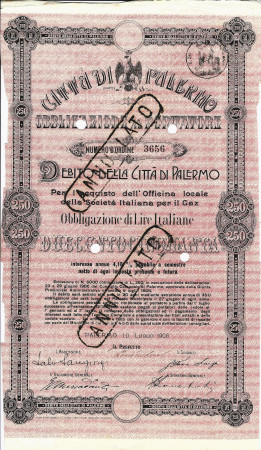 1906 * Bond “City Palermo” Lire 250