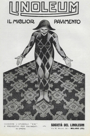 1929 * Advertising Original "Linoleum - Il Miglior Pavimento - Arlecchino" in Passepartout