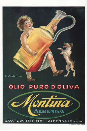 Advertising "Olio d'Oliva Montina, Albenga - G. Valerio" Reproduction