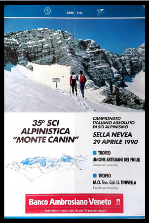 1990 * Poster Original "35° Sci Alpinistica, Monte Canin - Sci Gran Fondo" Italy (B)