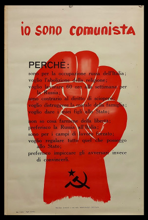 1953 * Poster Political Original "Democrazia Cristiana - Io Sono Comunista, Perche:" Italy (B)