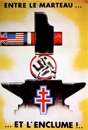 ND (WWII) * War Propaganda Reproduction "Resistenza Francese - Tra Il Martello E L'Incudine" in Passepartout