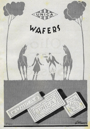 1928 * Advertising Original "Unica - Wafers" in Passepartout