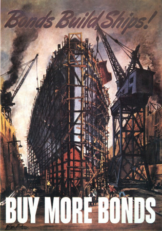 ND (WWII) * War Propaganda Reproduction "USA - Sottoscrivete Più Buoni" in Passepartout