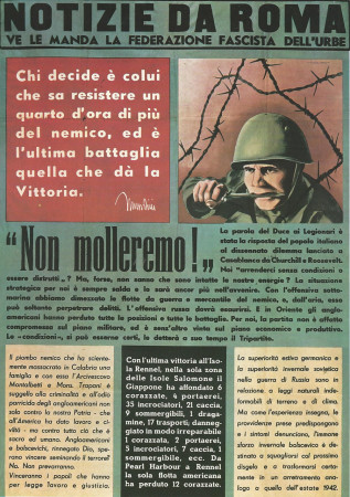 ND (WWII) * War Propaganda Reproduction "Italia Fascista - Non Molleremo!" in Passepartout