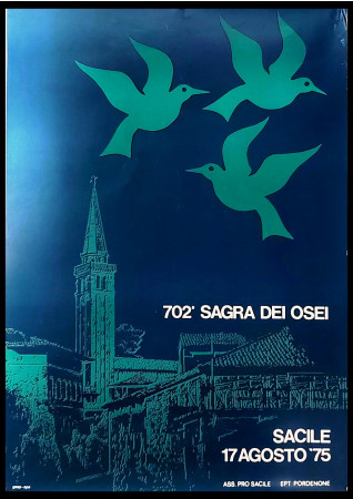 1975 * Poster Original "702 Sagra dei Osei, Sacile - Tarcisio Busetto"  Italy (B)
