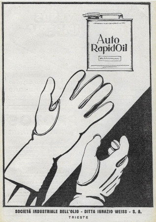 1928 * Advertising Original "Auto Rapid Oil - Guanti" in Passepartout