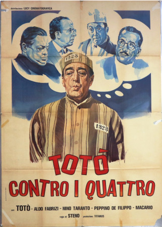 1963 * Movie Poster 2F "Totò Contro i Quattro - Steno, Totò, Nino Taranto" ComicFilm (C)