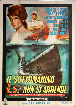 1960 * Movie Poster 2F "Il Sottomarino E 57 Non si Arrende -  Ryo Ikebe, Andrew Hughes" Guerra (B)