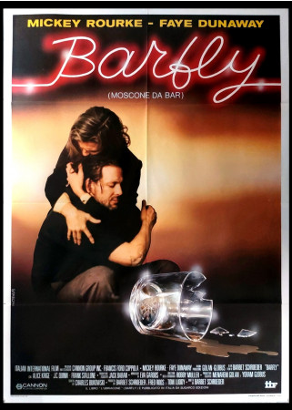 1987 * Movie Poster 2F "Barfly - Mickey Rourke, Faye Dunaway" Drama (B+)