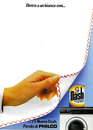80's * Advertising Original "Dash Detersivo, Dietro a Un Bianco Così... C'è Nuovo Dash" in Passepartout"