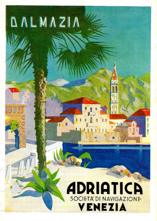 1930 * Advertising Original "Adriatica Società di Navigazione Venezia, Dalmazia" in Passepartout