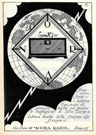 1930 * Advertising Original "Nora-Radio Tipo K5w, Trasmissioni di Tutta Europa" in Passepartout