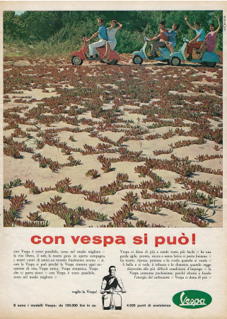 Anni ' 70 * Advertising Original "Piaggio Vespa, Voglio La Vespa! Con Vespa Si Può!" in Passepartout