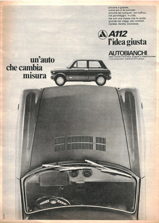 60 's * Advertising Original "A112 Un' Auto Che Cambia Misura, Piccola O Grande" in Passepartout