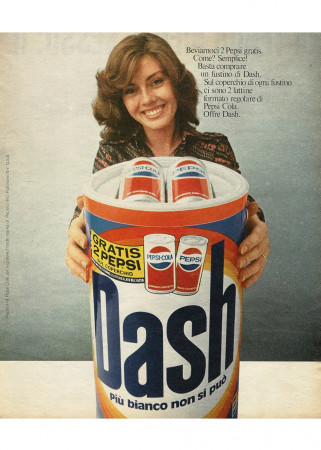 70 's * Advertising Original "Dash Detersivo Lavatrice, Più Bianco Non Si Può" in Passepartout
