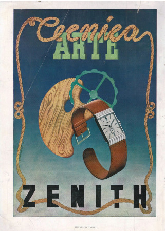 1937 * Advertising Original "Zenith Arte Orologio - TIP. TREVES" in Passepartout