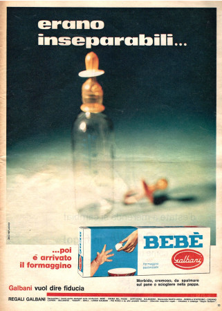 Anni '60 * Advertising Original "Galbani Formaggino - AG.310 STUDIO, Erano Inseparabili..." in Passepartout