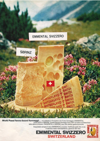 Anni '60 * Advertising Original "Switzerland Emmental Svizzero e Sbrinz" in Passepartout