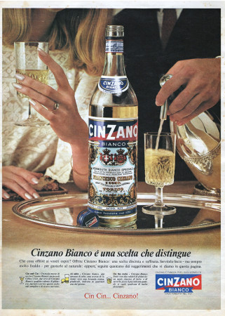 Anni '60 * Advertising Original "Cinzano Vermouth Bianco, É Una Scelta che Distingue" in Passepartout