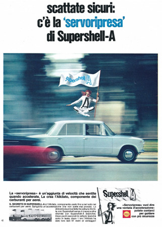 60's  * Advertising Original "Shell, Scattate Sicuri: C'è La Servoripresa di Supershell-A" in Passepartout