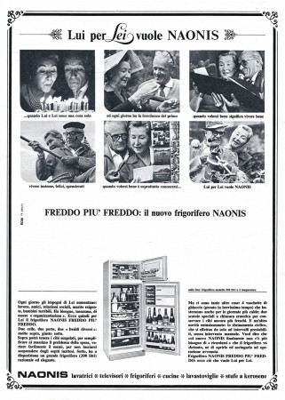 Anni '60 * Advertising Original "Naonis Frigorifero - RGM, Lui per Lei Vuole Naonis" in Passepartout