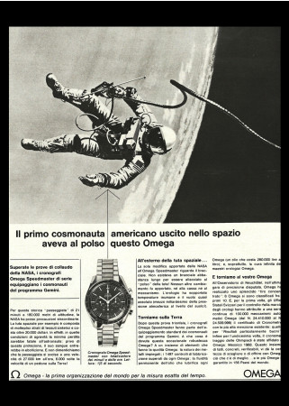 60's * Advertising Original "OMEGA Speedmaster, Il Primo Cosmonauta" NASA, Italy