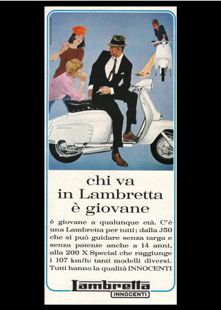 Anni '60 * Advertising Original "Lambretta Innocenti - Chi va in Lambretta è Giovane" Mark.Pubb.Gen., Italy