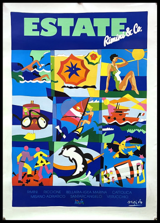 2000ca * Poster Tourism Original "RIMINI e Co. Estate - UGO NESPOLO Puzzle Gioioso" Italy (B+)