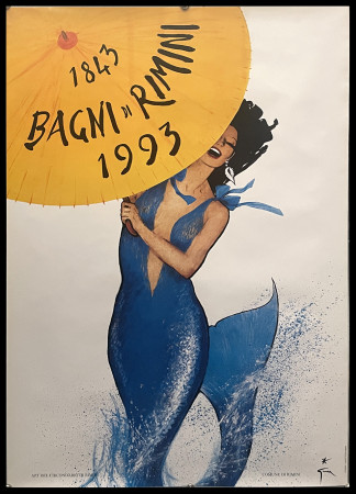 1993 * Poster Original "René GRUAU - Bagni di Rimini, Sirena 1843" Italia Turismo (A-)