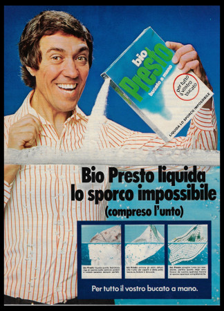70's * Advertising Original "Bio Presto, Liquida Lo Sporco Impossibile" Italy