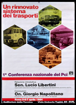 1984 * Poster Political Original "PCI - Rinnovato Sistema di Trasporti" Italy (B+)