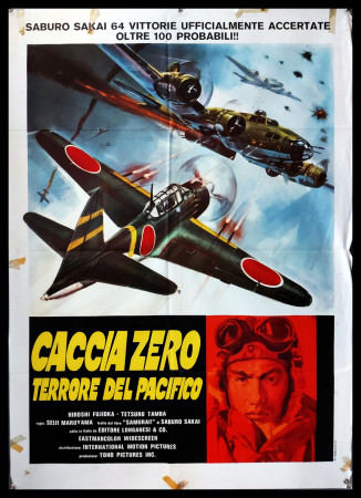 1976 * Movie Poster 2F "Caccio Zero Terrore del Pacifico - Tetsurô Tanba, Hiroshi Fujioka" War (B-)