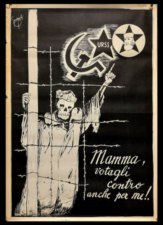 1950ca * Poster Political Original "Giovanni Guareschi - Mamma, Votagli Contro Anche per Me!" Italy (B)