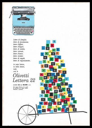 50's * Advertising Original "Olivetti, Lettera 22, Tipo 2" Italy