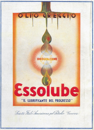 1934 * Advertising Original "Esso - Essolube - Olio Greggio - BERNAZZOLI" Coloured in Passepartout