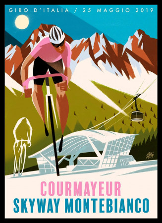 2019 * Poster Original "Courmayeur, Skyway Montebianco - Giro D'Italia - Riccardo Guasco" Italy (A)